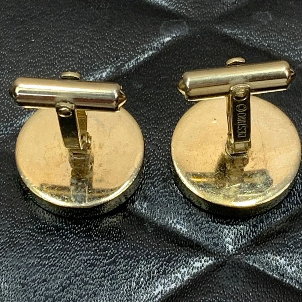 Vintage Destino Taurus Zodiac‎ Sign Gold Tone Cufflinks Men's Astrology Jewelry